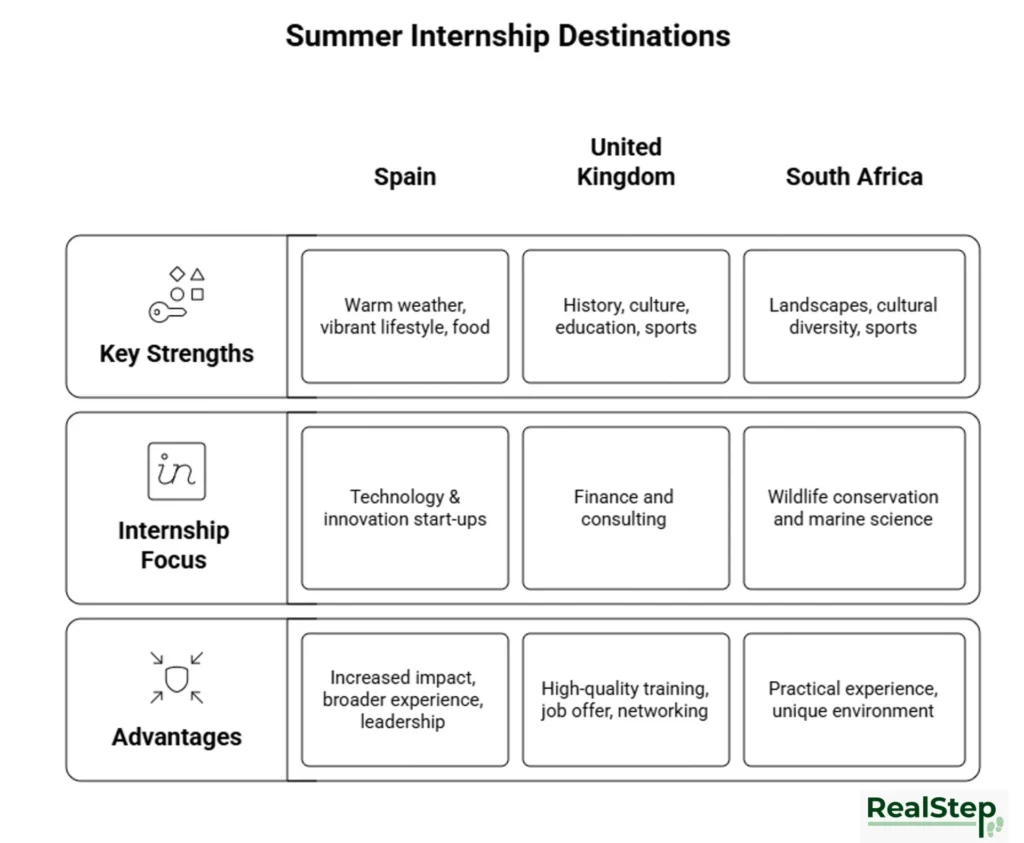 Top summer internship destinations